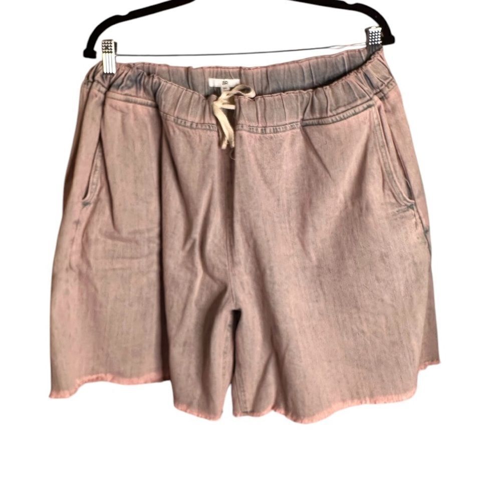 BP Denim Short Size 3XL Elastic Drawstring In Pink Flamingo Overdye